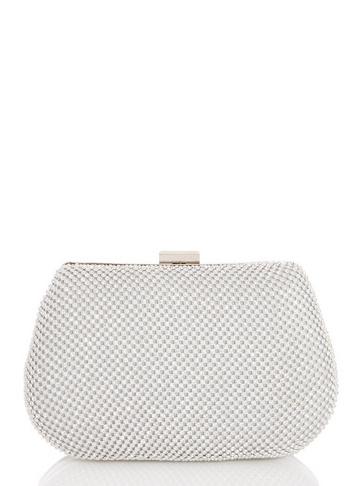 *quiz Silver Diamante Front Box Bag