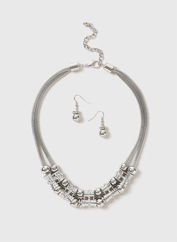 Dorothy Perkins Silver Necklace And Earring