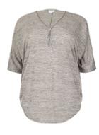 Dorothy Perkins *blue Vanilla Curve Grey Zip Neck Stud Top
