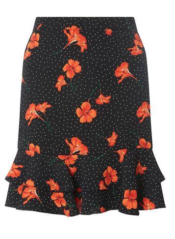 Dorothy Perkins Black Spotted And Floral Print Mini Skirt