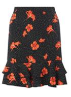 Dorothy Perkins Black Spotted And Floral Print Mini Skirt