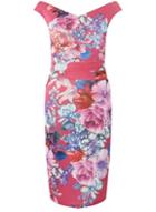 *scarlett B Pink Floral Print Bardot Bodycon Dress