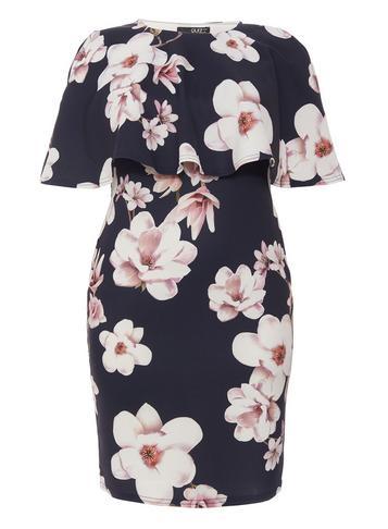 Dorothy Perkins *quiz Navy And Pink Cape Midi Dress