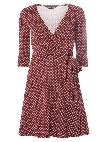 Dorothy Perkins Berry Geometric Print Wrap Dress