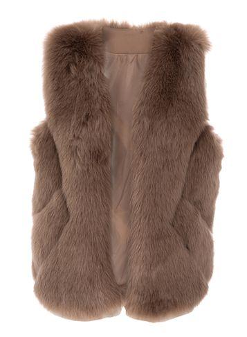 Dorothy Perkins *quiz 'mocha' Chevron Faux Fur Gilet