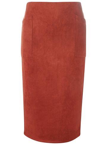 Dorothy Perkins Rust Suedette Pocket Column Skirt
