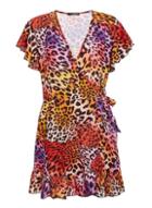 *quiz Orange Leopard Print Wrap Dress