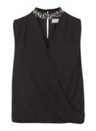 Dorothy Perkins Petite Black Embellished Choker Top