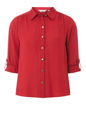 Dorothy Perkins Petite Cranberry Roll Sleeve Shirt