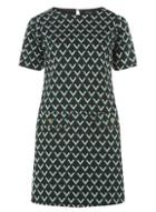 Dorothy Perkins Green Geometric Print Scoop Neck Shift Dress