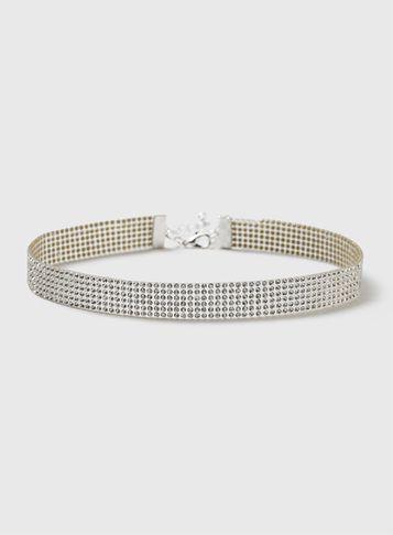 Dorothy Perkins Silver Look Rhinestone Choker Necklace