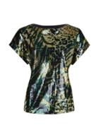 Dorothy Perkins Green Camouflage Printed Sequin Tee