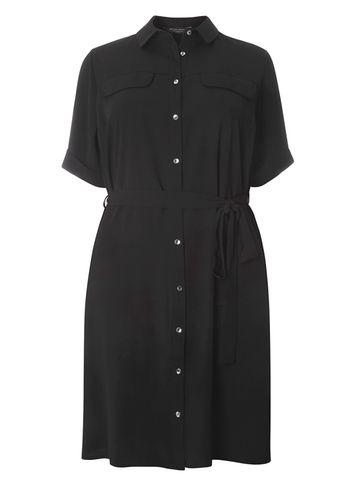 Dorothy Perkins Dp Curve Black Button Shirt Dress