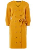 Dorothy Perkins *tall Yellow Horn Button Shift Dress