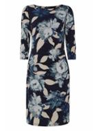 Dorothy Perkins *roman Originals Navy Floral Ruched Dress