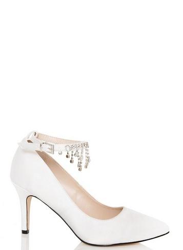 *quiz White Satin Bridal Shoes