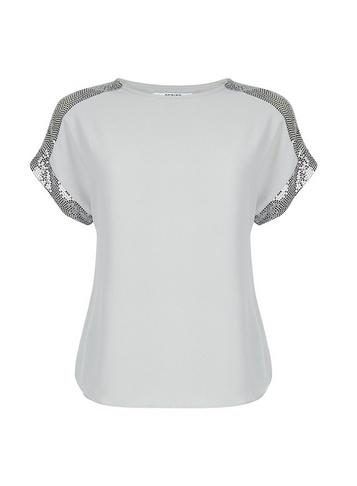 Dorothy Perkins Petite Grey Sequin Trim T-shirt