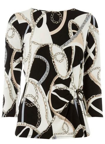 Dorothy Perkins Black Natural Chain Print Buckle Top
