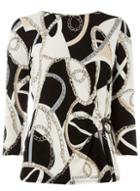 Dorothy Perkins Black Natural Chain Print Buckle Top