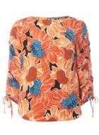 Dorothy Perkins Orange Floral Print Draw Cord Top