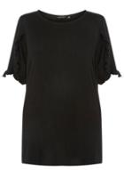 Dorothy Perkins Dp Curve Black Frill Sleeve T-shirt
