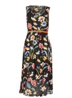 Dorothy Perkins *izabel London Black Floral Print Hem Fit And Flare Dress