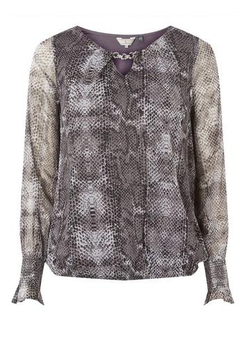 Dorothy Perkins *billie & Blossom Tall Gray Snake Print Trim Blouse