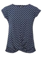 *izabel London Navy Geometric Print Knot Front Top