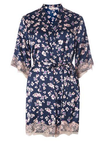 Dorothy Perkins Navy Floral Print Satin Night Dressing Gown
