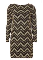 Dorothy Perkins Gold And Black Chevron Stripe Shift Dress