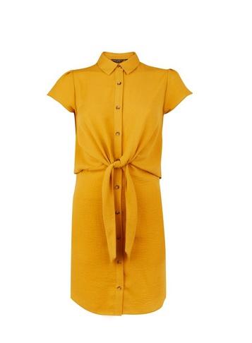 Dorothy Perkins Yellow Tie Linen Shirt Dress