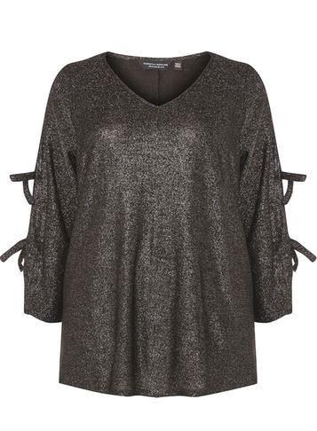 Dorothy Perkins Dp Curve Silver Sparkle Tie Sleeve Top