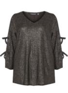 Dorothy Perkins Dp Curve Silver Sparkle Tie Sleeve Top