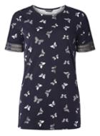 Dorothy Perkins *tall Navy Butterfly Print Lace T-shirt