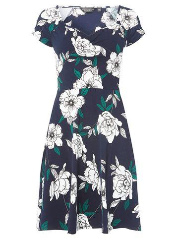Dorothy Perkins Navy Floral Print Mini Skater Dress