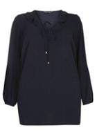 Dorothy Perkins Dp Curve Navy Ruffle Collared Blouse