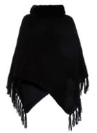 Dorothy Perkins *quiz Black Faux Fur Trim Poncho