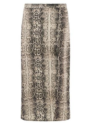 Dorothy Perkins *tall Nude Snake Print Split Midi Skirt