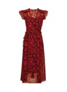 Dorothy Perkins *tall Red Ruffle Snake Print Midi Dress