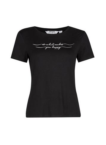 Dorothy Perkins Petite Black Happy Motif T-shirt
