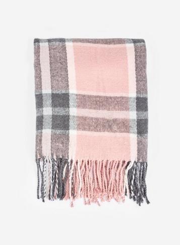 Dorothy Perkins Pink Charcoal Check Scarf