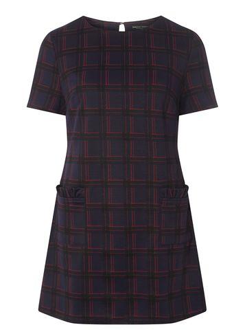 Dorothy Perkins Navy Ruffle Pocket Check Tunic