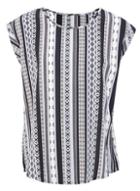 *izabel London Multi Coloured Aztec Striped Shell Top