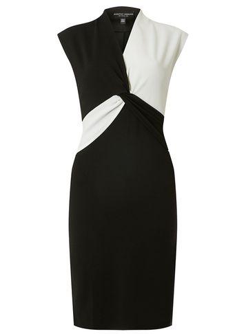 Dorothy Perkins Black And White Colourblock Twist Pencil Dress