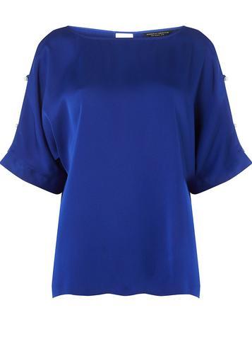 Dorothy Perkins Cobalt Pearl Trim Top