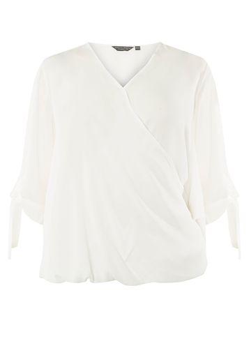 Dorothy Perkins Dp Curve White Bubble Hem Wrap Top