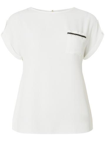 Dorothy Perkins Ivory Trim Pocket Top