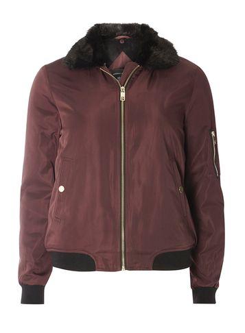 Dorothy Perkins Faux Fur Collar Bomber
