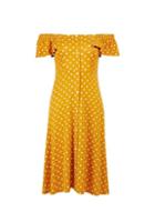 Dorothy Perkins Petite Yellow Spot Print Bardot Dress