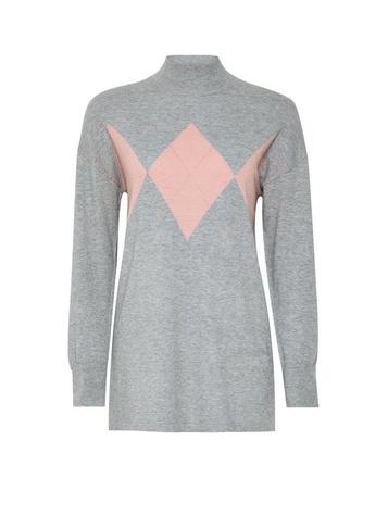 Dorothy Perkins Grey Argyle Longline Jumper